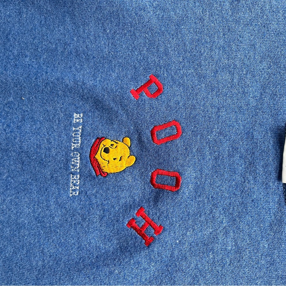 Vintage Tultex Disney Winnie the Pooh Blue Crew Neck Sweatshirt Size M - Picture 2 of 10
